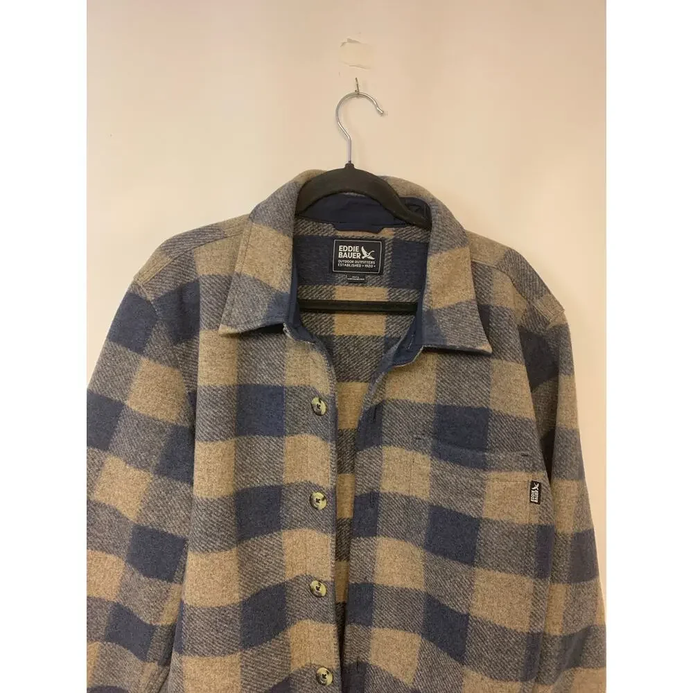 Eddie Bauer Shacket Overshirt Classic Buffalo Plaid Heavy Flannel NWT Mens SZ L